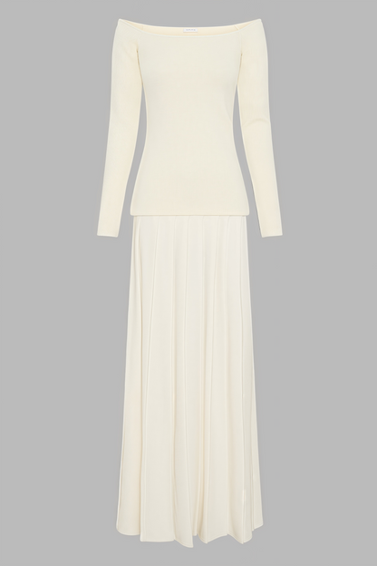 Waldend Knit Off Shoulder Maxi Dress