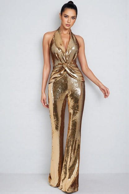 Bruna Gold Sleeveless Jumpsuit