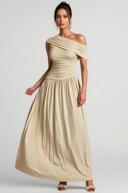 Wexelle One Shoulder Ruched Maxi Dress