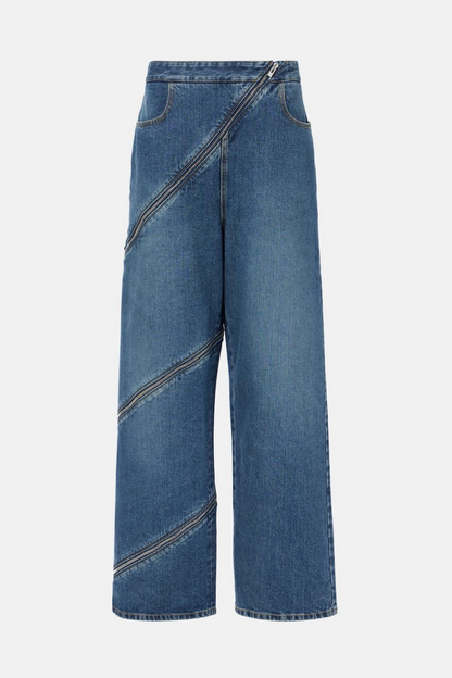 Gafna Spiral Zipper Jeans - Blue