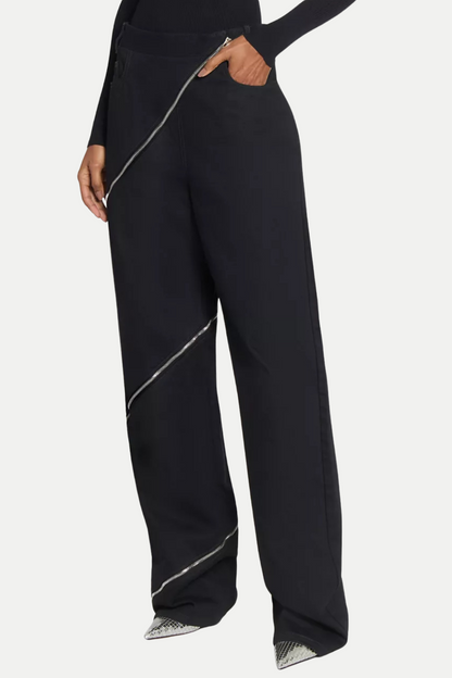 Gafna Spiral Zipper Jeans - Black