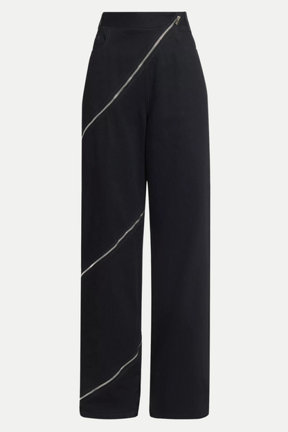 Gafna Spiral Zipper Jeans - Black