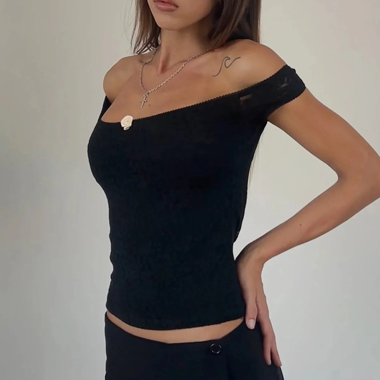 Floral Lace Wrap Milkmaid Crop Top