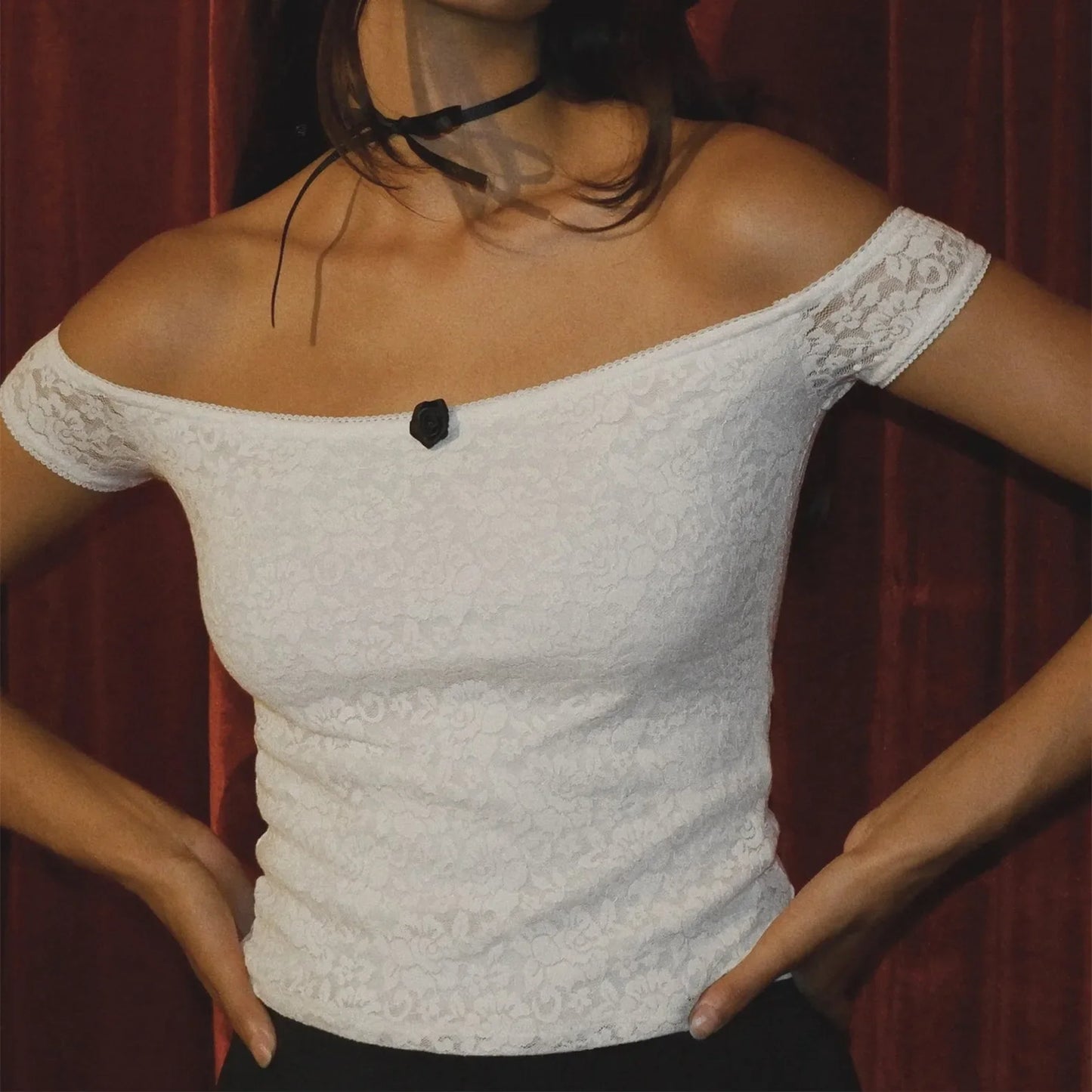 Floral Lace Wrap Milkmaid Crop Top