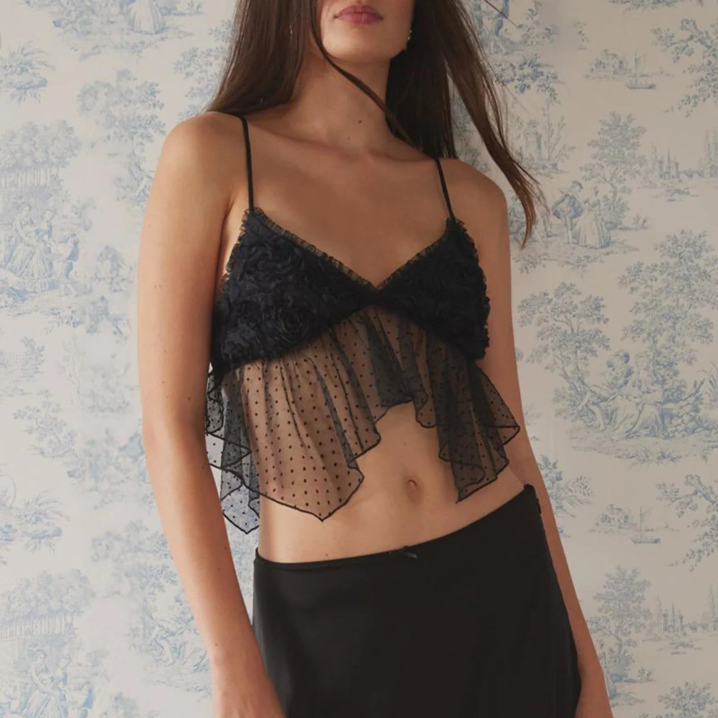 Flower Dots Patchwork Crop Top