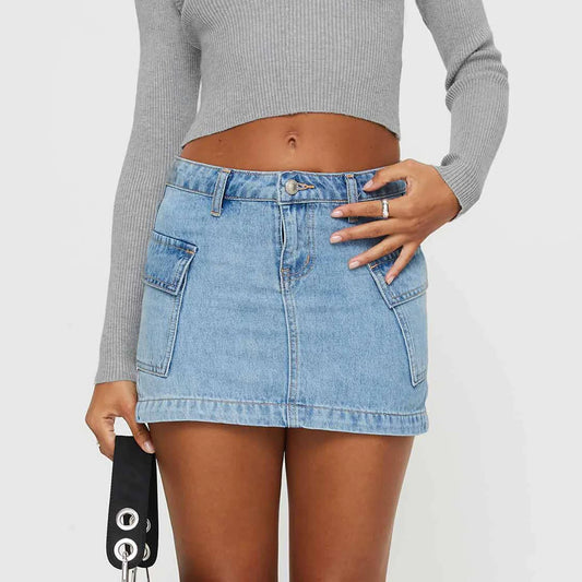Cargo Pocket Low Waist Skirt