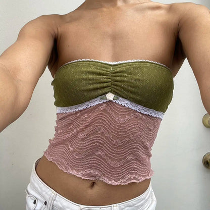 Floral See-Through Tube Crop Top