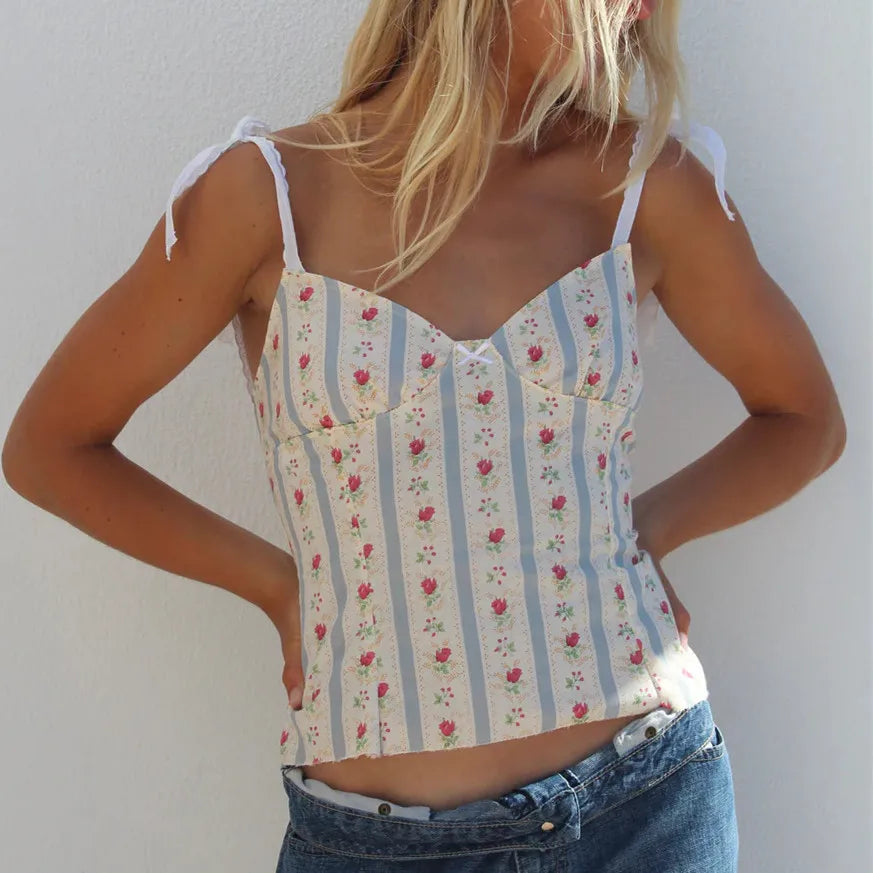 Floral Lace Ruffle Crop Top