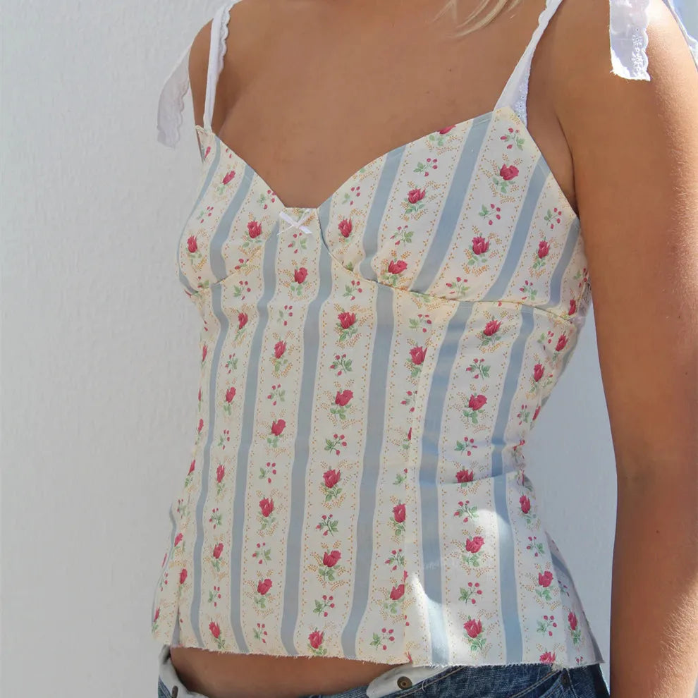 Floral Lace Ruffle Crop Top