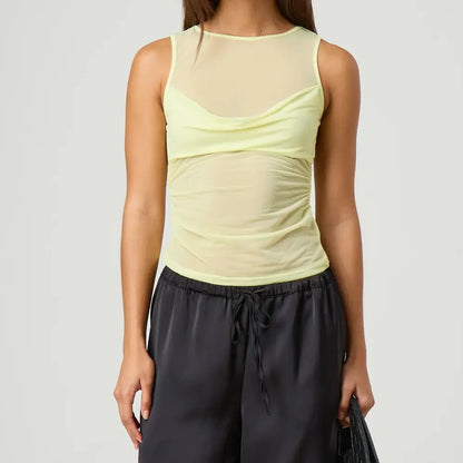 Sheer Mesh Layering Crop Top