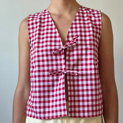 Gingham Tie Front Crop Top