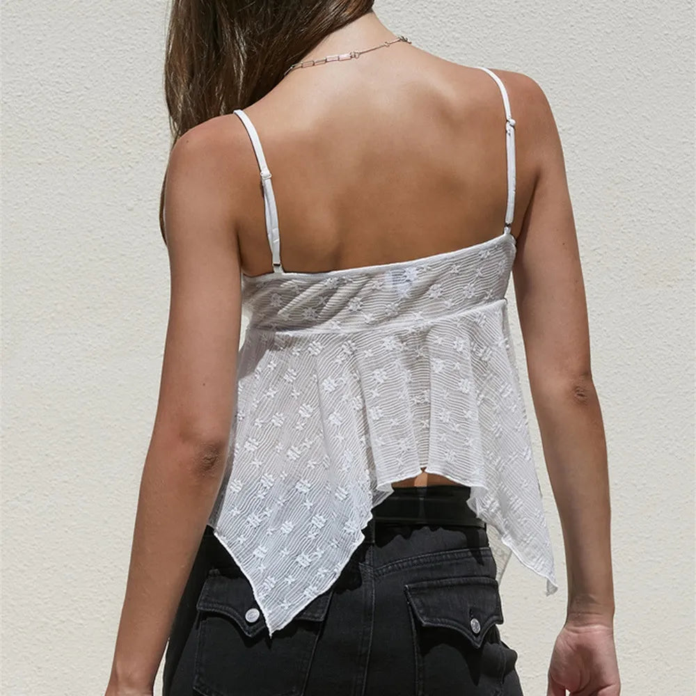 Sheer Mesh Babydoll Crop Top