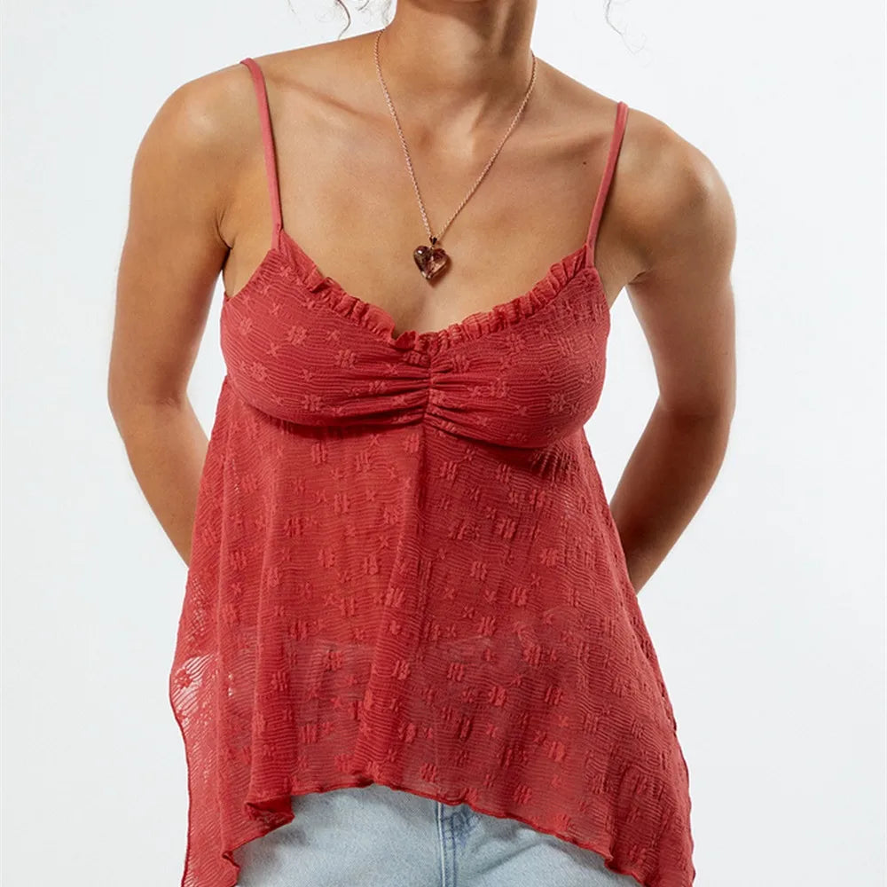 Sheer Mesh Babydoll Crop Top