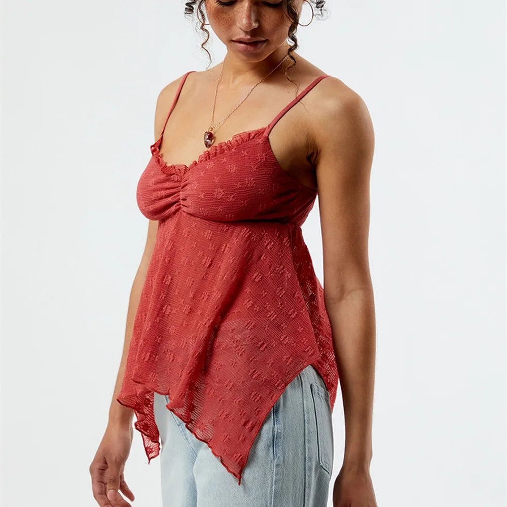Sheer Mesh Babydoll Crop Top