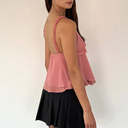 Frill Ruffle Square Crop Top