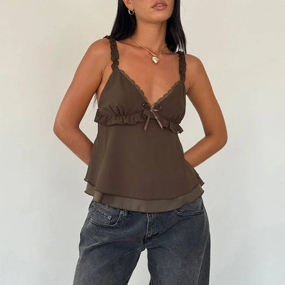 Frill Ruffle Square Crop Top