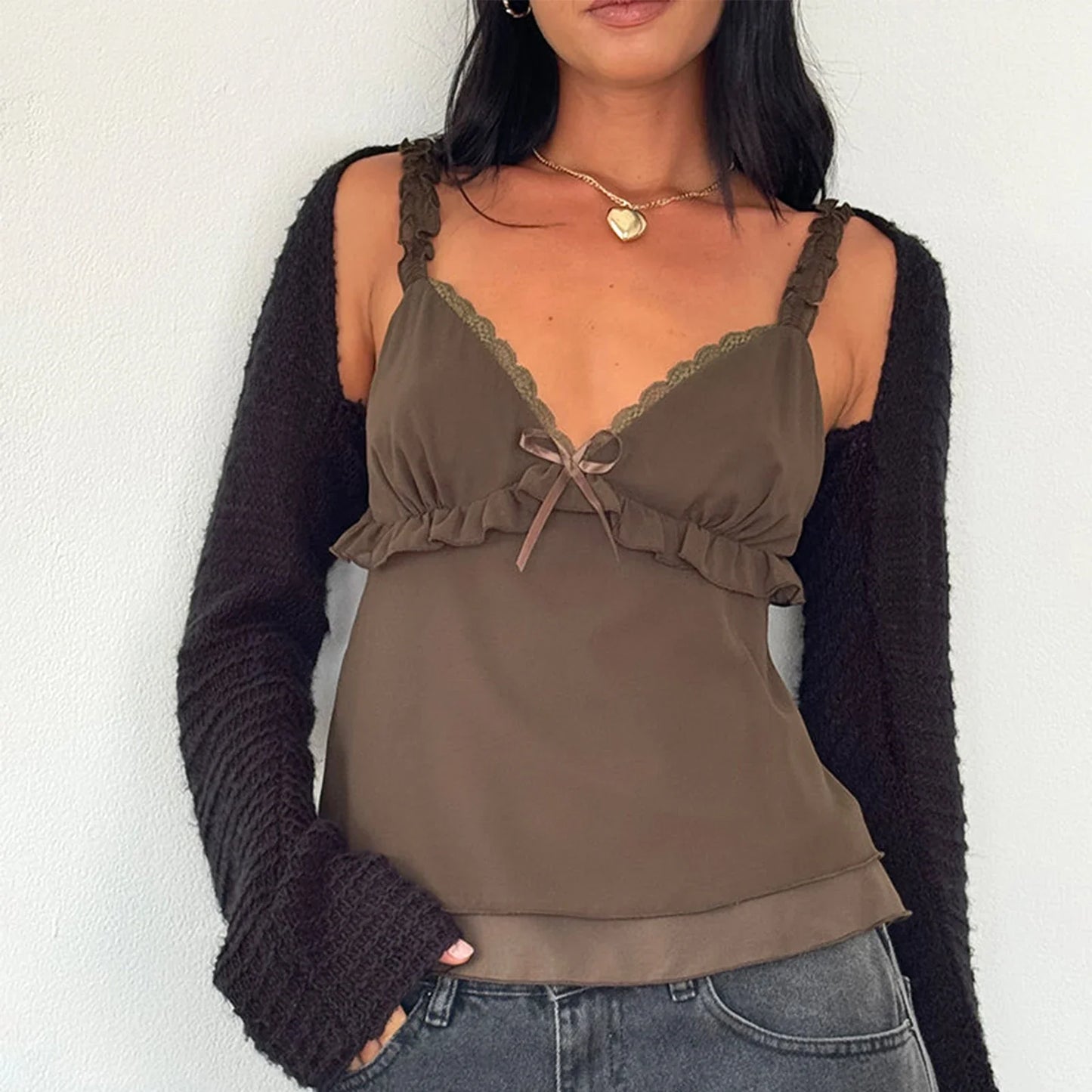 Frill Ruffle Square Crop Top