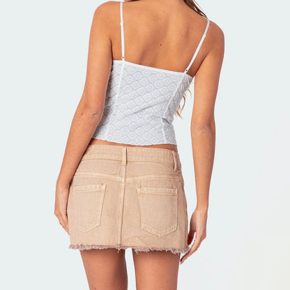 Floral Lace Spaghetti Crop Top