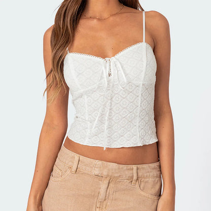 Floral Lace Spaghetti Crop Top