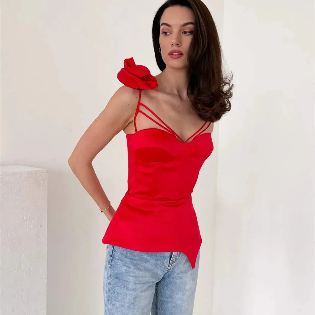 3D Floral Tassel Crop Top