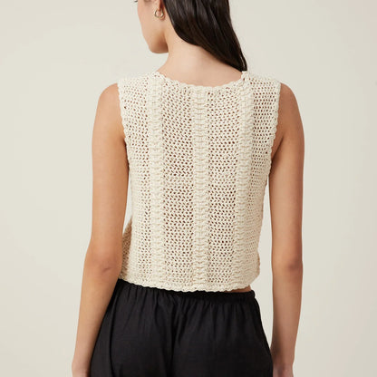 Crochet Hollow V-Neck Crop Top