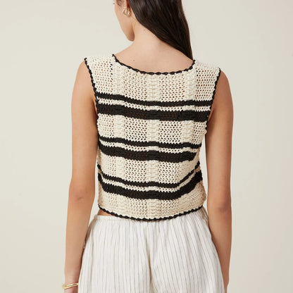 Crochet Hollow V-Neck Crop Top