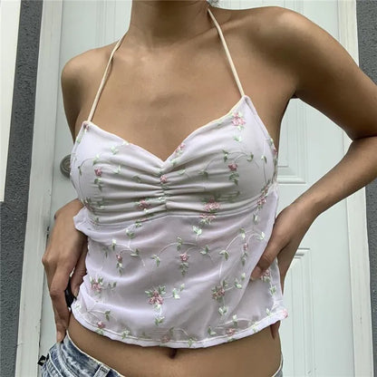 Backless Tie-Up Halter Crop Top