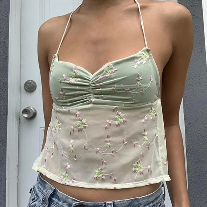 Backless Tie-Up Halter Crop Top