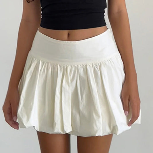 Elastic High Waist A-Line Skirt