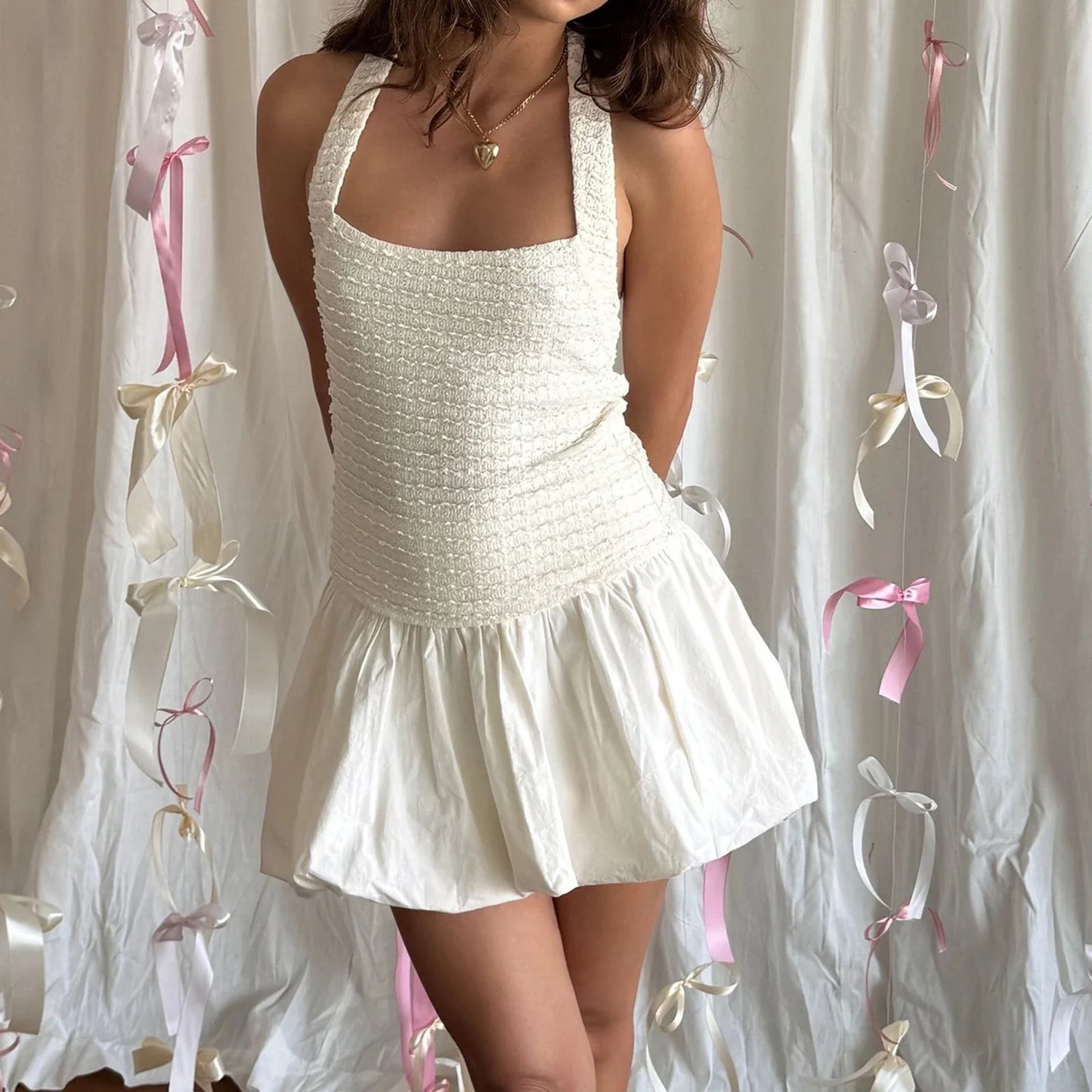 Elastic High Waist A-Line Skirt