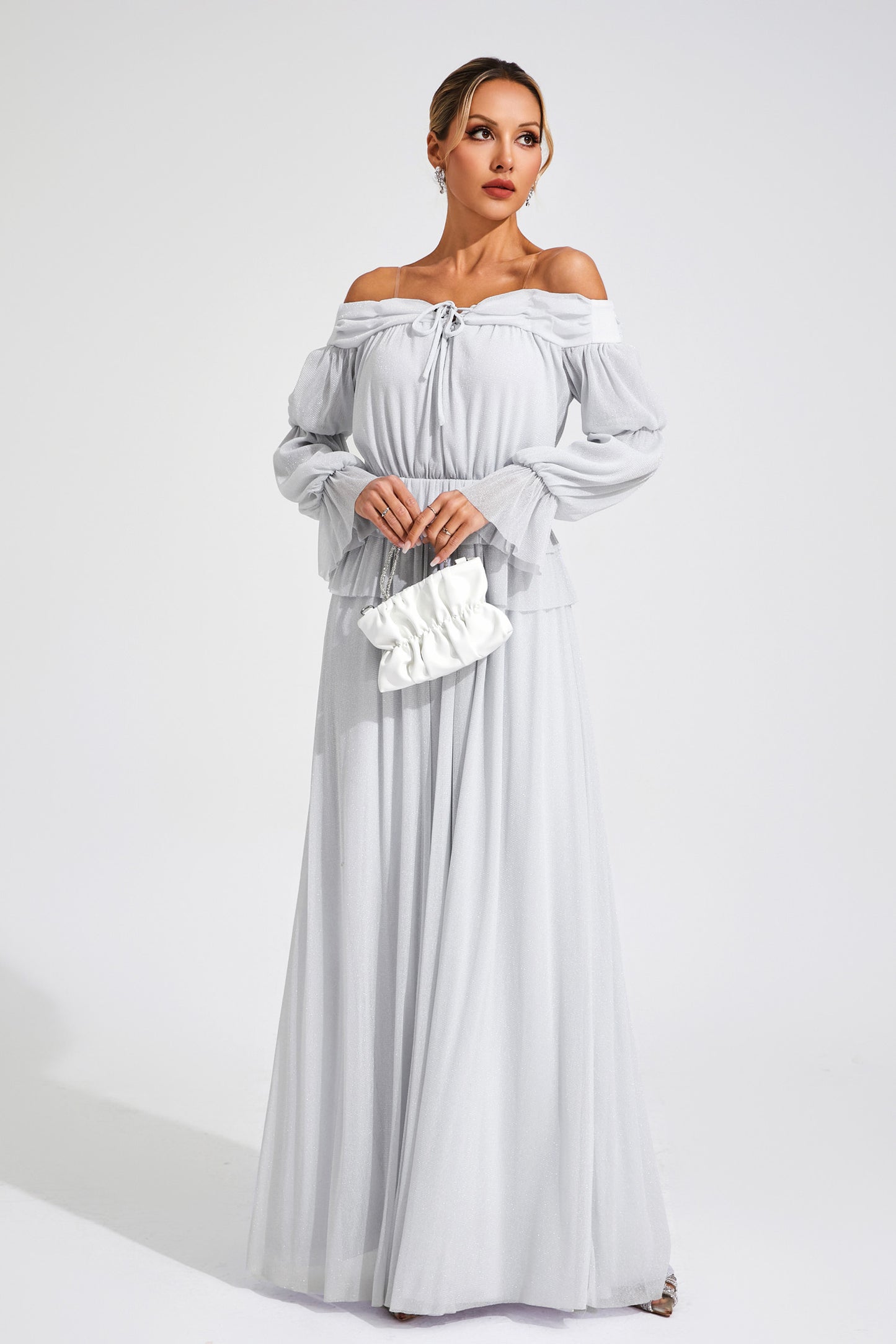 Gary Grey Off Shoulder Dress