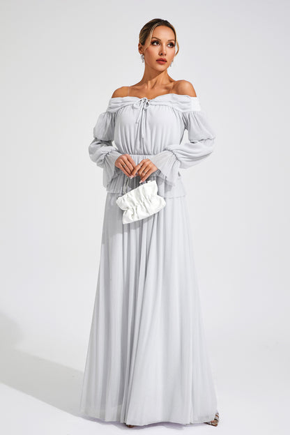 Gary Grey Off Shoulder Dress