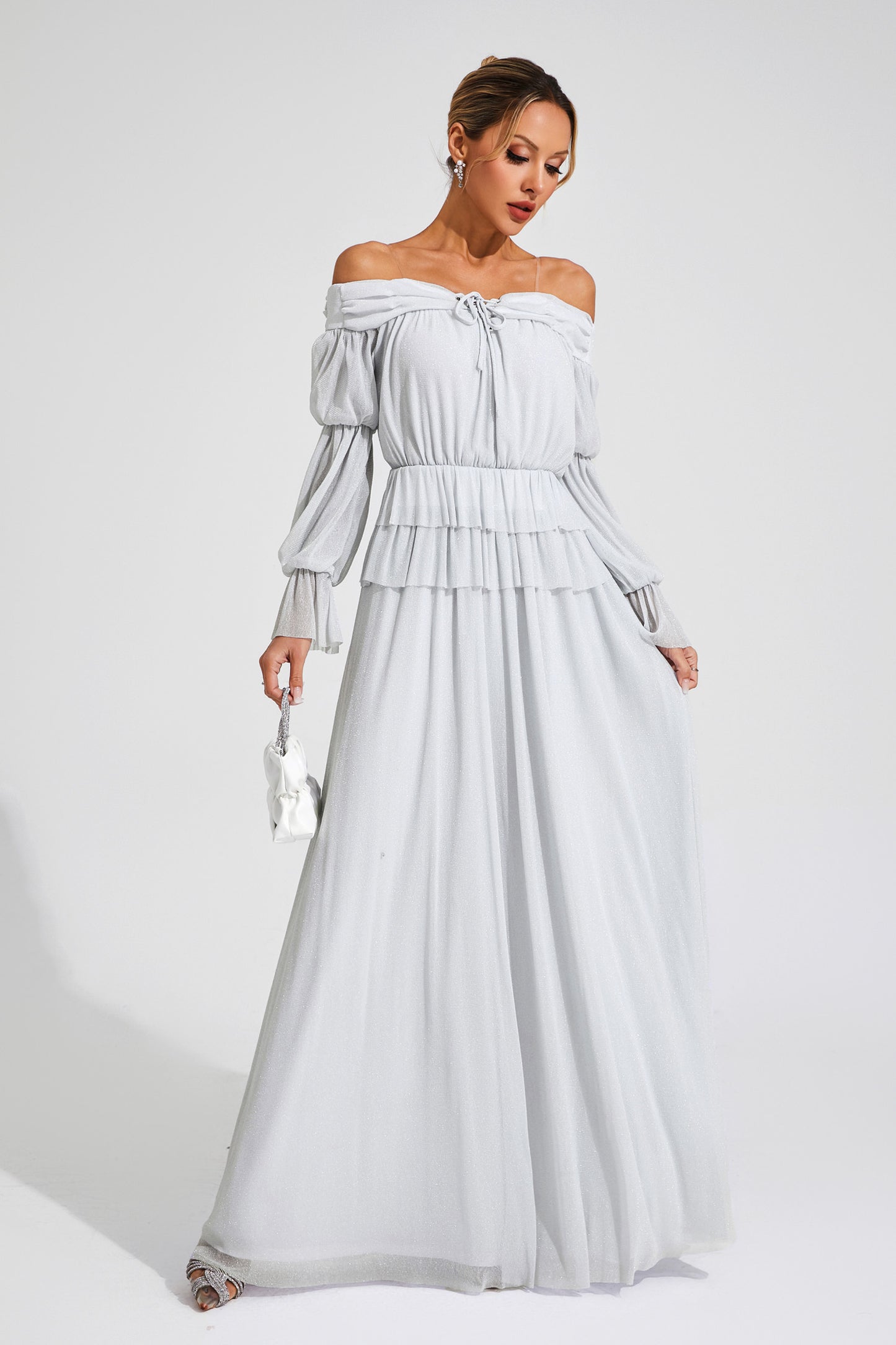 Gary Grey Off Shoulder Dress