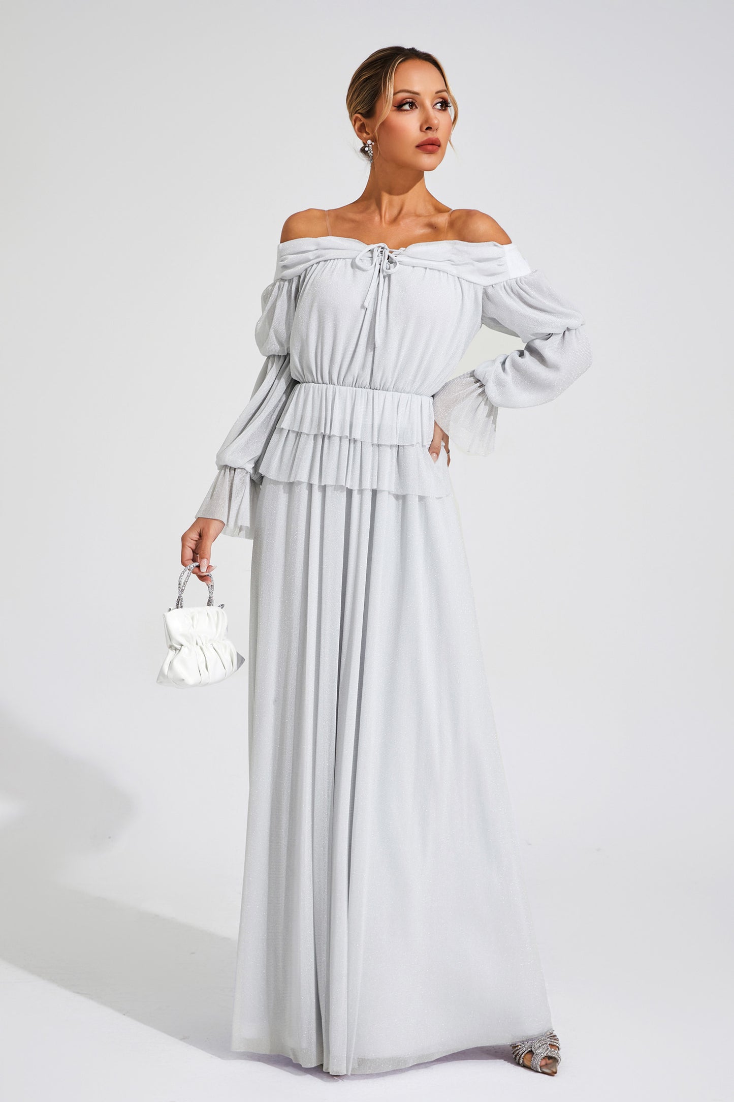 Gary Grey Off Shoulder Dress