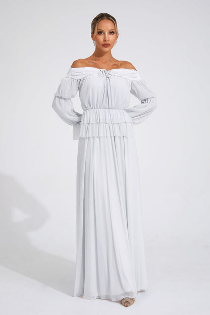 Gary Grey Off Shoulder Dress