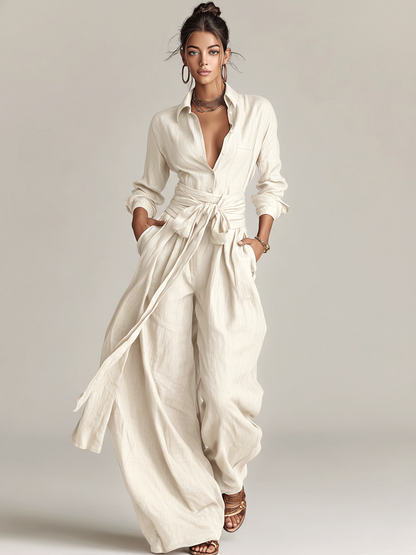 Sabrina | Woven Long Sleeve Jumpsuit