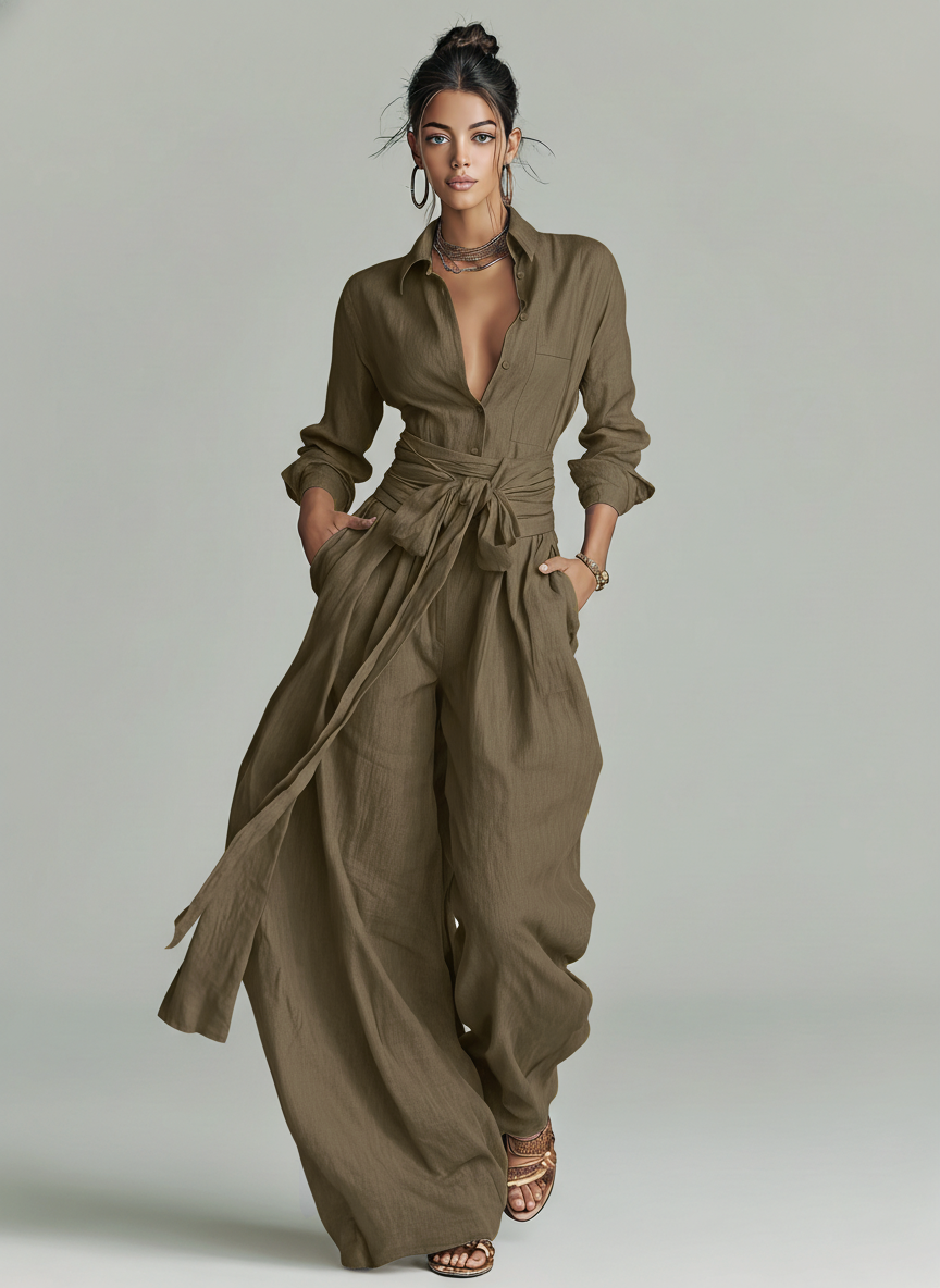 Sabrina | Woven Long Sleeve Jumpsuit