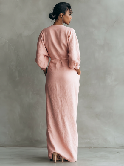 Rosalin | V-neck Linen Maxi Dress