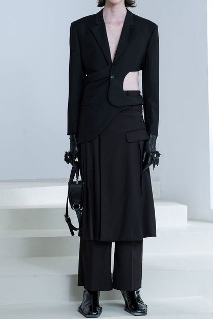 Georgia Asymmetric Cutout Blazer - Black