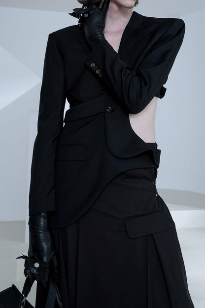 Georgia Asymmetric Cutout Blazer - Black