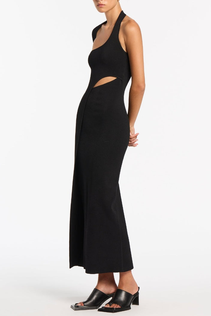 Gianna Asymmetric Sleeve Cutout Midi Bandage Dress