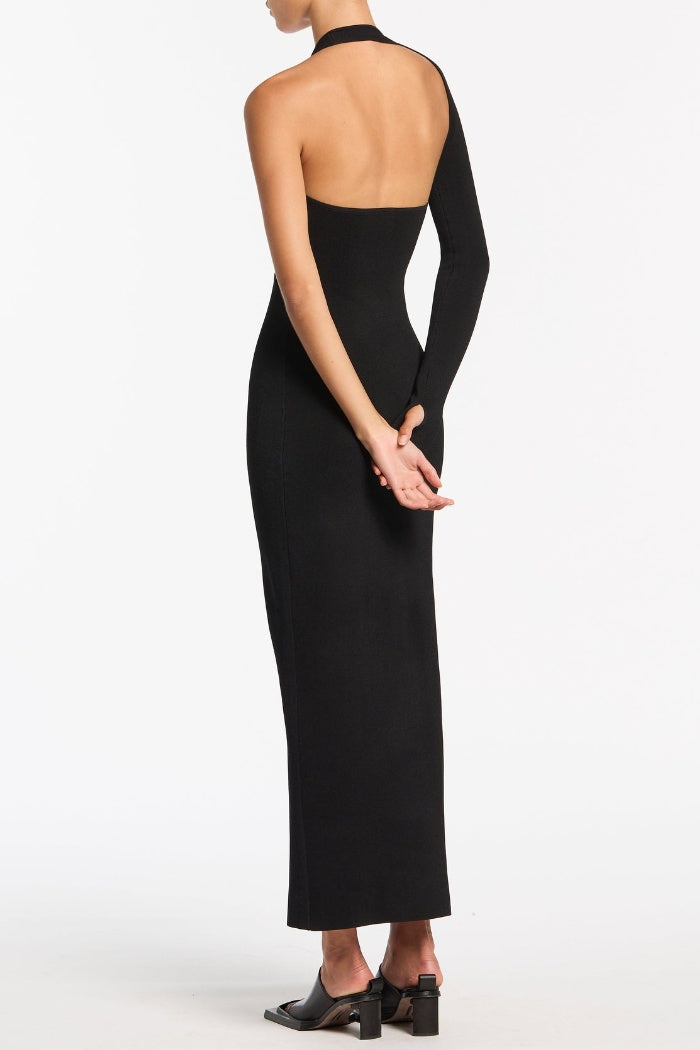 Gianna Asymmetric Sleeve Cutout Midi Bandage Dress