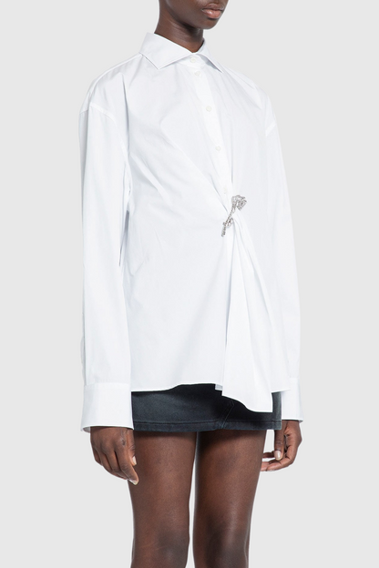 Gienny Floral Crystal Pin Shirt