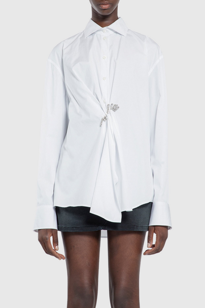 Gienny Floral Crystal Pin Shirt