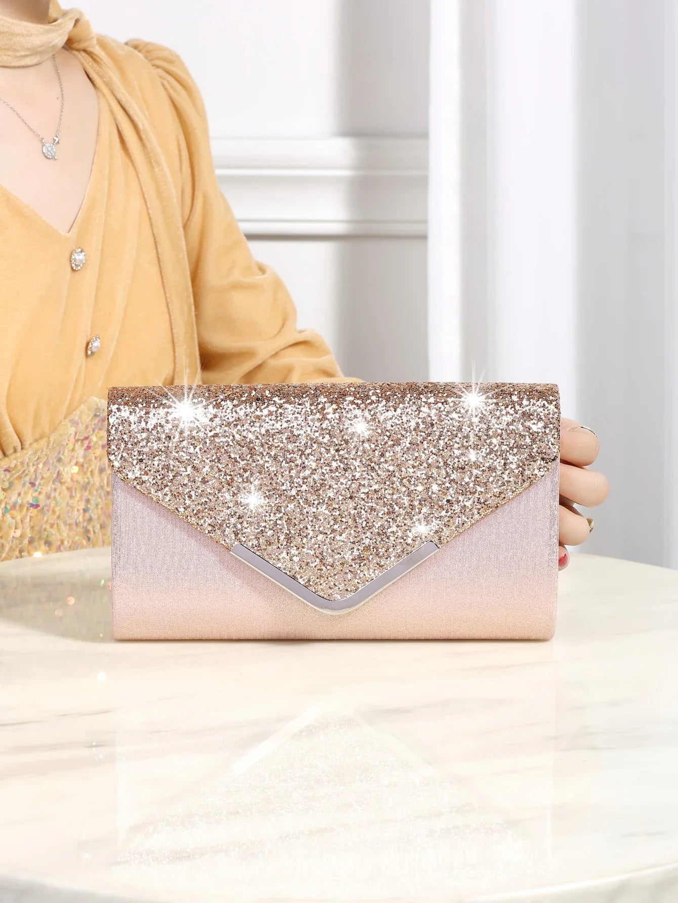 Bling Shiny Elegant Envelope Clutch Party Wedding Bag