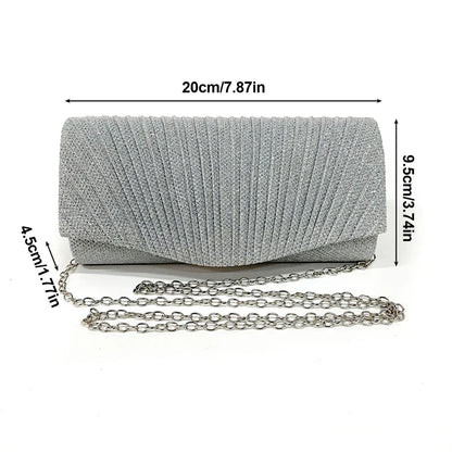 Silver Glitter Evening Clutch Wristlet