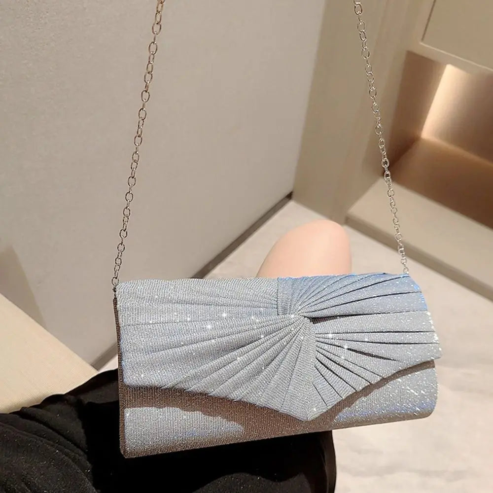 Silvery Sequin Clutch Evening Bag Luxury Party Shoulder Bag