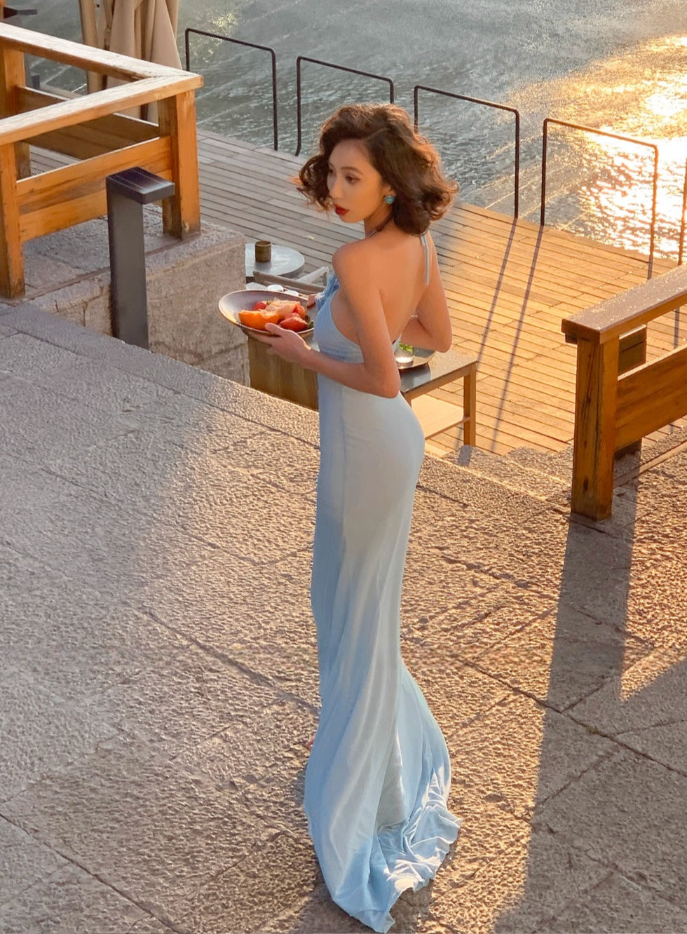 Goddess Floral Halter Maxi Dress