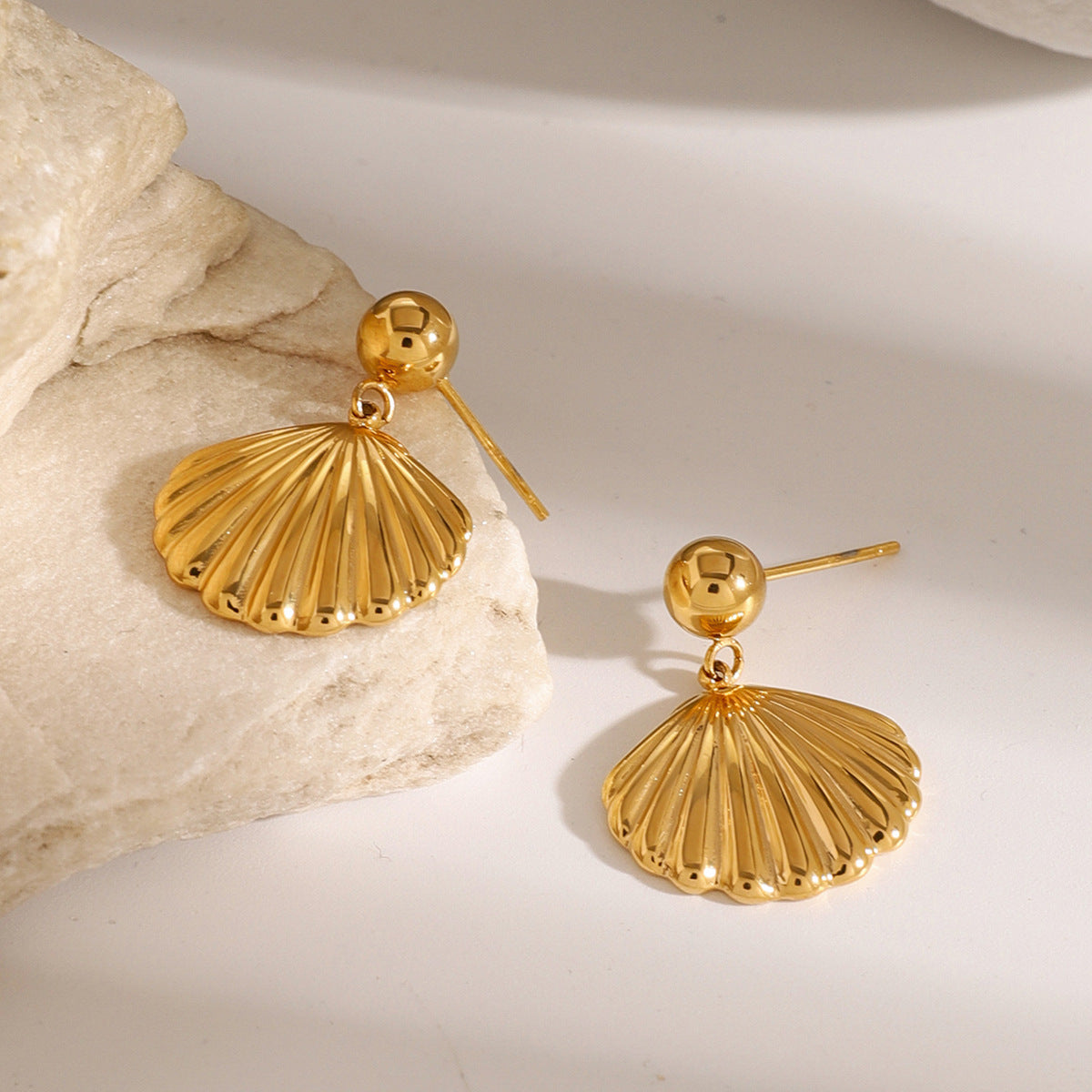 Golden Seashell Charm Earrings