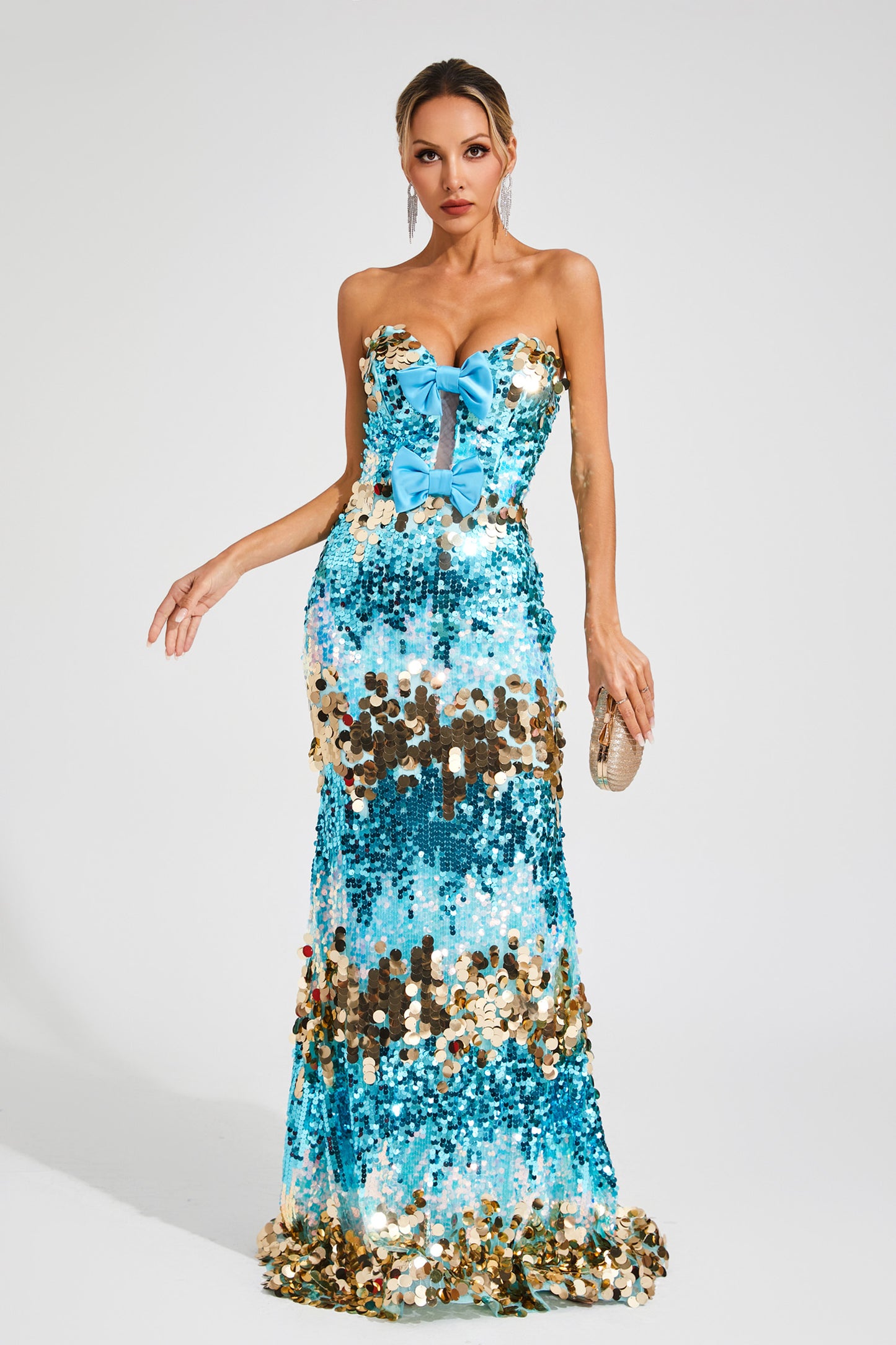 Goldsmith Blue Sequins Bandage Dress